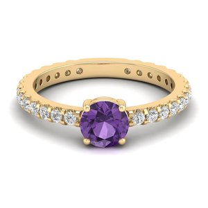 Anillos Solitarios de Diamantes con Certificación IGI de Oro de 14K de Joyería Fina de Lujo REYES para Mujer, Corte Redondo, Gema de Amatista de 0.84 Ct - Product Image 6