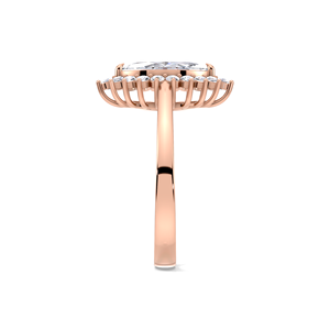 IGI Certified Marquise Cut Lab Grown Diamond Floral Halo Engagement & Wedding Ring in 14K Yellow / White & Rose Gold - Product Image 3