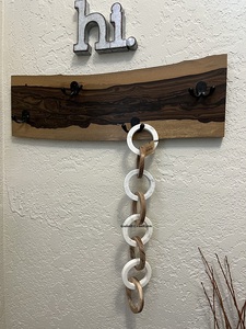 Chaîne à maillons décorative en bois d'acacia et marbre blanc Accent de décoration intérieure rustique moderne pour table basse, étagère ou cheminée - Product Image 4