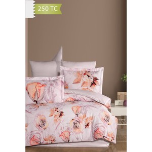 Varol 250 TC Bamboo Blend Cotton Satin Duvet Cover <b>Set</b> Floral Pattern Family Size for Home Use-ROSSY - Product Image 1