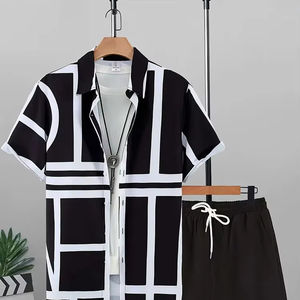 กางเกงขาสั้นกลางแจ้งสำหรับผู้ชายเสื้อเชิ้ตลำลองฤดูร้อนสำหรับทุกวันชุดเสื้อแขนสั้นและกางเกงขาสั้นชายหาดพิมพ์ลายแฟชั่น - Product Image 5