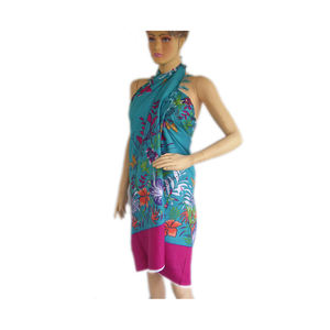 แฟชั่นใหม่ที่กําหนดเองดอกไม้พิมพ์ผ้าซิ่น Beachwear ผ้าฝ้าย Pareos มีหลายสี - Product Image 5