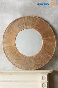Espejo Redondo de Yute Hecho a Mano Estilo Vintage Vietrustic, Decoración de Pared Ecológica de Color Natural para Muebles de Sala de Estar - Product Image 5