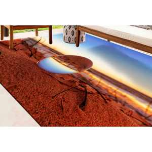 Alfombra de Paisaje Marino: Reflejo en Gota de Agua, Alfombra de Arte Abstracto, Alfombra de Chenilla - Product Image 1