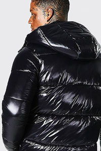 Veste polaire brillante de haute qualité en noir manteau en duvet chaud coupe-vent avec poche Logo personnalisé hiver extérieur bulle vestes pour hommes - Product Image 5