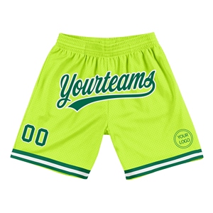 Industrie Direct Engro Sportswear Basketball Shorts Custom Neon Green Kelly Green-White Authentic Throwback Basketball Shorts - Product Image 1