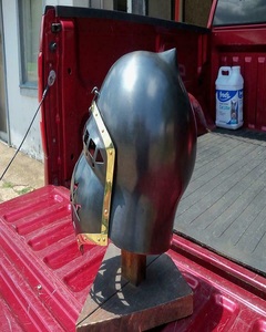 Sallet หมวกกันน็อคเยอรมันยุคกลาง,18เกจพร้อมหนัง Liner18GA เหล็กและทองเหลืองหมวกกันน็อค Bascinet หมูหมวกกันน็อค Klappvisor - Product Image 4
