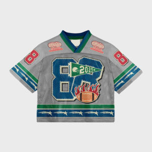 Premium Quality Boxy Fit V-neck Mesh Jersey <b>Shirt</b> Custom Screen Print Number Soccer Jersey Streetwear Mesh <b>Olive</b> <b>Green</b> Jersey - Product Image 3