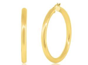 Plata de Ley. Pendientes de aro de 4MM chapados en oro 925 en tamaños de 20MM a 70MM - Product Image 4