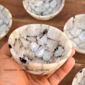 Piedra de espectrolita Natural Premium hecha a mano, cuenco tallado de piedra lunar llamativa, decoración del hogar, piedra preciosa de cristal de meditación labradorita rara - Product Image 5