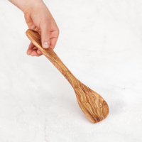Cuillère d'angle artisanale en bois d'olivier durable, 1 pièce, accessoire d'ustensile de cuisine pour la cuisson et le service, en stock ArtisRaw SS034