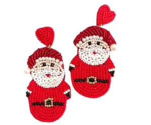 Santa handmade Stylish Beaded Embroidery Christmas <b>Earrings</b> <b>Holiday</b> Jewelry Festive Handcrafted <b>Earrings</b> Beadwork Accept Custom - Product Image 1