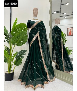 Most Beautiful Wedding and Festival Wear Faux Georgette Saree Collections with Blouse Pieces Sequence Work Saree with Blouse - Product Image 1