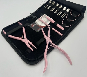 Kit de herramientas de extensión de cabello de microanillo de silicona Rosa Suave alicates de eliminación de aplicador de microcuentas de acero inoxidable personalizados al por mayor - Product Image 5