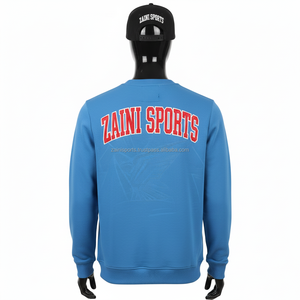 Sudadera de Hombre de Algodón y Poliéster de 320 g/m², Color Azul, con Logotipo Personalizado Bordado y Insignias Aplicadas, Sudaderas Básicas - Product Image 2