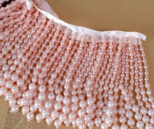 Pearls Beaded <b>Trim</b> <b>Tassel</b> Fringe Lace <b>Trim</b> for Bridal Couture Dress Belt Belly Dance Costumes - Product Image 2
