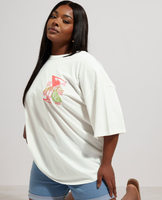 T-shirt grande taille pour femme avec imprimé graphique au dos, style estival, tailles US/UK, en mélange de coton, fabrication OEM/ODM, vêtements en gros du Bangladesh