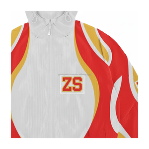 Survêtement coupe-vent en nylon léger de haute qualité 230 GSM conception de panneau incurvé rouge jaune logo imprimé personnalisé grande taille - Product Image 6