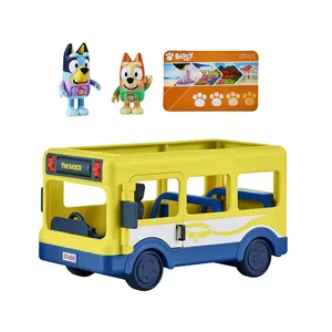 Özelleştirilmiş yeni yüksek kalite ABS maviler şekil Blueys ve binbus otobüs oyuncak seti hareketli Blueys oyuncaklar hediye için