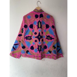 Suzani เสื้อแจ็กเก็ตผ้าคอตตอนปักลายดอกไม้ทำด้วยมือสำหรับผู้หญิง - Product Image 5