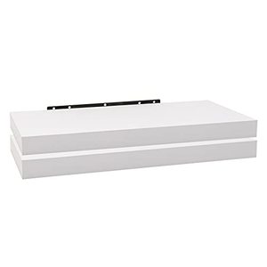 Mensola a Muro a Due Livelli in MDF Bianco, Set di 2 Pezzi per Cucina, Bagno e Soggiorno - Product Image 1