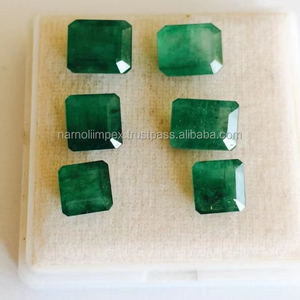 Lote de 6 piedras preciosas de esmeralda natural, corte esmeralda, origen Zambia, buena calidad con un brillo excelente, disponible a un precio muy económico. - Product Image 3