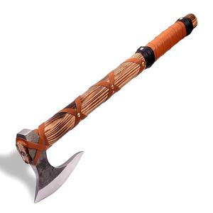 Jexmoo Tomahawk personnalisé de 19,5 pouces en acier D2 avec manche en bois de rose et étui en cuir, cadeau d'extérieur, fait à la main, qualité industrielle - Product Image 1