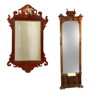 Miroir mural en verre Art Déco européen avec cadre en bois massif naturel, écologique et durable pour la décoration de salon et de maison