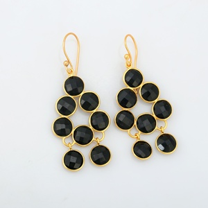 Venta al por mayor de lujo Simple Black Onyx Drop 925 Sterling Silver 18K Gold Plated Diamond Trendy Classic Number Parties Engagements - Product Image 4