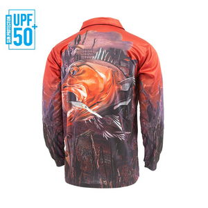 Vente en gros UPF50 + Polo de pêche personnalisé à manches longues Sublimation séchage rapide respirant vêtements de pêche pour hommes - Product Image 5