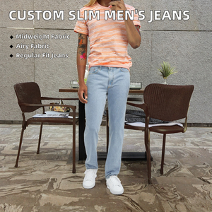 Venta Directa de Fábrica, Jeans Rectos Personalizables para Hombre, Corte Regular, Nuevo, Cintura Media, Talla Grande, Material Transpirable, Precio Bajo - Product Image 3