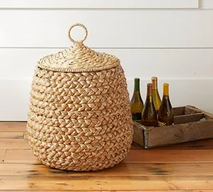 New Collection Wicker Seagrass Woven Baskets Nordic Storage Organizer Water Hyacinth Clothing Laundry Hamper Wicker With Lids