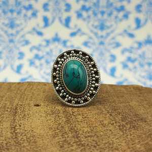 Piedra preciosa turquesa hecha a mano 925 anillo bohemio de plata esterlina anillos de plata modernos anillos hechos a mano piedras preciosas de plata personalizadas - Product Image 3