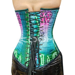 OEM/ODM Vente en gros Bustier corset en satin grande taille respirant à sublimation numérique, imprimé motif dollar, avec fermeture à l'avant - Product Image 6