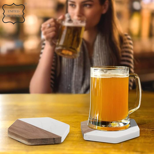 Eco-Friendly <b>Ceramic</b> <b>Coasters</b> Set Classic Wooden & Stone Design for Home Decor - Product Image 5