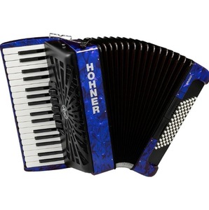 Listo para enviar Nuevo Hohner Bravo III 72 Diatonic Acordeón Negro con Fuelle Azul - Product Image 1