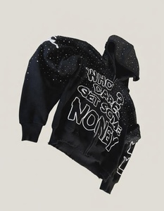 เสื้อมีฮู้ดผู้ชายแนวสตรีทผ้าคอตตอนโอเวอร์ไซส์ปักลาย - Product Image 3