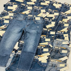 กางเกงยีนส์เดนิมฟอกสีคุณภาพพรีเมียมสำหรับผู้ชาย กางเกงทรงตรงแบบซ้อนสั่งทำพิเศษ สไตล์ฮิปฮอป เสื้อผ้าสต็อกล็อตส่วนเกิน - Product Image 5