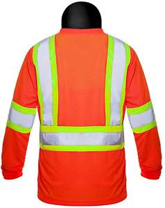 Camiseta de Seguridad Fluorescente de Poliéster Reflectante de Alta Visibilidad de Manga Larga para Hombre - Product Image 4