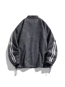 Veste coupe-vent unisexe violette à capuche avec fermeture éclair, imperméable, coupe-vent, sportive, coupe ample, automne, polyester, streetwear, toile - Product Image 2