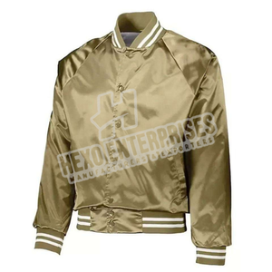 Chaqueta de satén con cuello de béisbol y logotipo personalizado para hombre, chaqueta de satén con dobladillo acanalado y cremallera completa a prueba de viento para hombre, venta al por mayor - Product Image 6