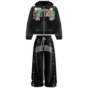 Conjunto Deportivo con Capucha Unisex de Invierno, Talla Grande, Tejido Transpirable, Pantalones Personalizados con Pedrería, Ropa Premium - Product Image 2