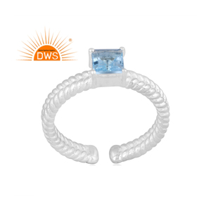 แหวนพลอยบุษราคัมปรับได้สีเงินสเตอร์ลิงสีฟ้าแหวนปรับได้ - Product Image 1