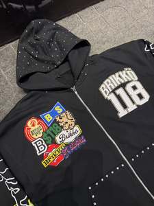 Conjuntos Deportivos de Invierno para Hombre, Corte Cuadrado, Alta Calidad, Totalmente Bordados, Transpirables, Estilo Urbano, Felpa, Pedrería, OEM - Product Image 4