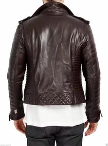 Veste en cuir d'hiver pour homme en peau de chèvre, noire, texturée, toile de haute qualité, col montant, à capuche, coupe-vent, respirante, décontractée, devant - Product Image 2