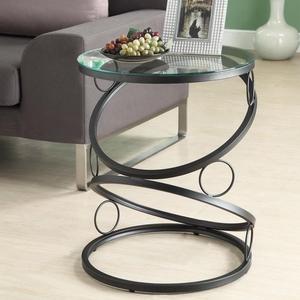 Modern Wooden Top Side <b>Table</b> <b>Set</b> with Black Metal Wire Base Sturdy Minimal Design Perfect Accent for Living Room Decor - Product Image 4