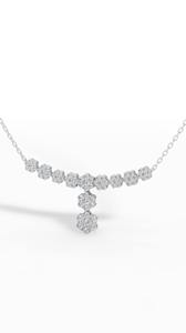 Flower Y Pendant Bridal Wedding Jewelry Exquisite 925 Sterling Silver Floral Cluster Drop <b>Necklace</b> Round Cut Simulated Diamond - Product Image 2