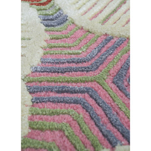 Jaipur Wunderkammer Beige <b>Brown</b> Hand Tufted <b>Wool</b> Viscose Rug Geometric Abstract for Home Hallway Rectangle Model-Top-9057 - Product Image 3