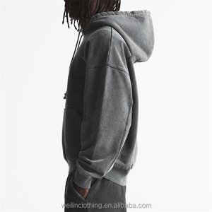 Meilleur prix de vente de haute qualité, poids lourd, pull à capuche avec broderie, logo personnalisé, fabricant, sweat à capuche vintage lavé à l'acide - Product Image 4