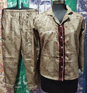 Pijama de lujo Boho Royal House con estampado Digital Flowy para damas de honor, pijama de Sari sedoso, traje de noche, ropa de dormir de verano para mujer - Product Image 1